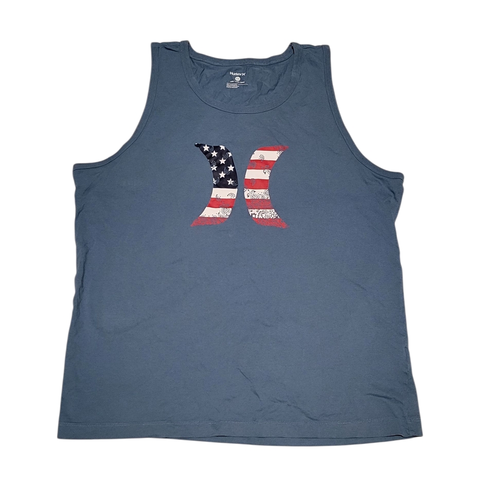 Hurley Blue Tank Top with American Flag Logo